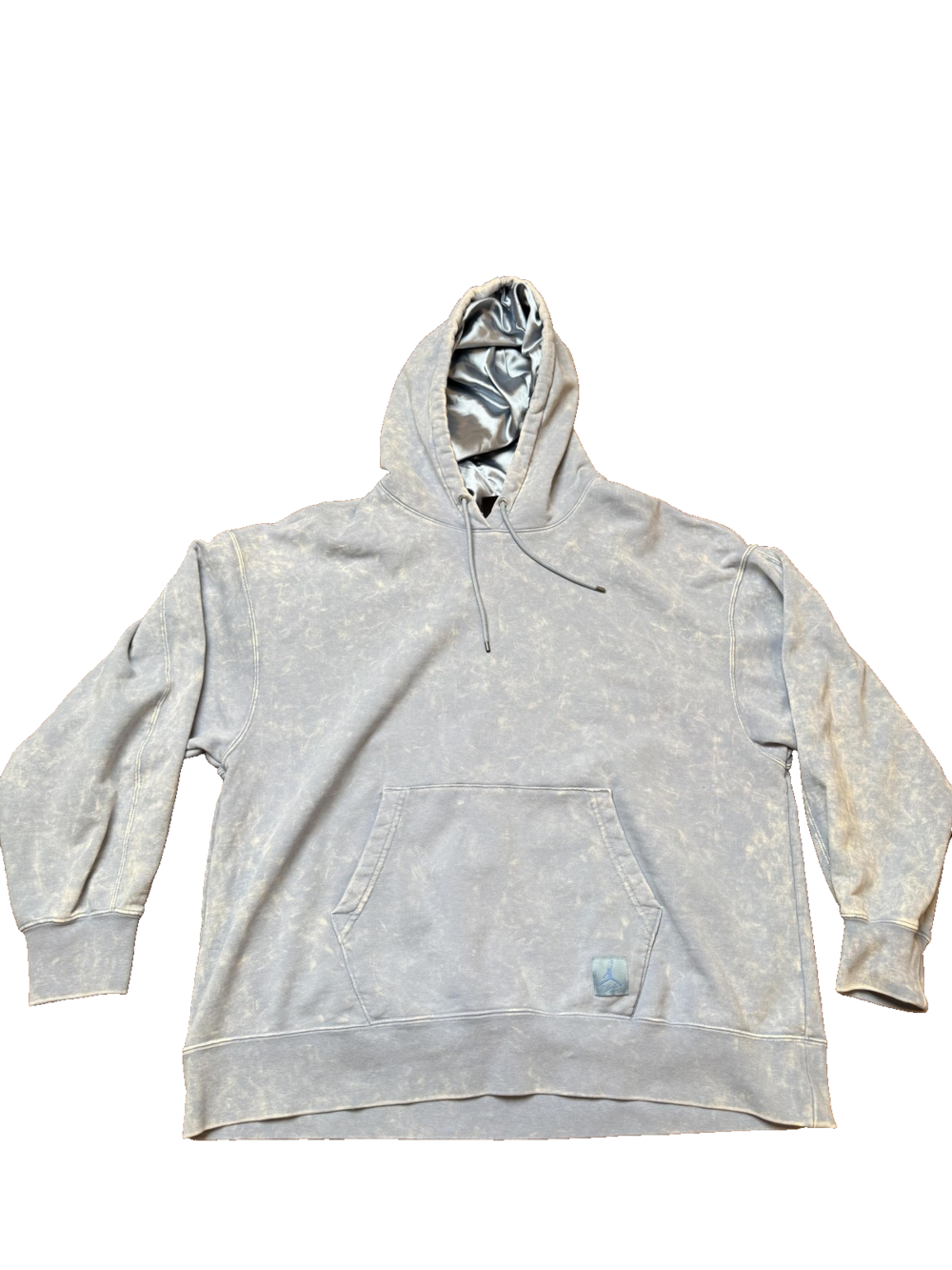 Jordan Hoodie Mens Small Blue Acid Wash Satin Lined Hood Jumpman FN5738-436